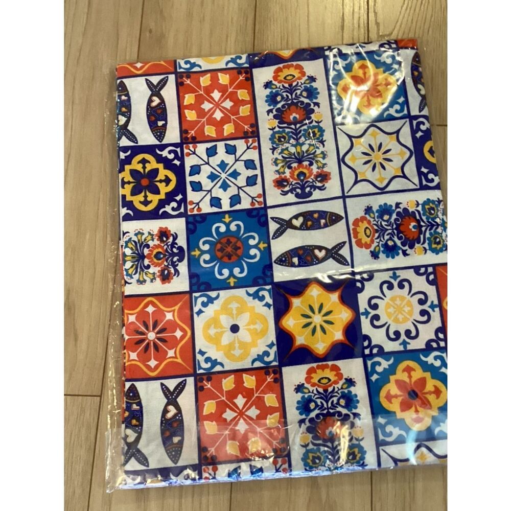 Floral Printed Table Runner – Blue, Orange & Yellow